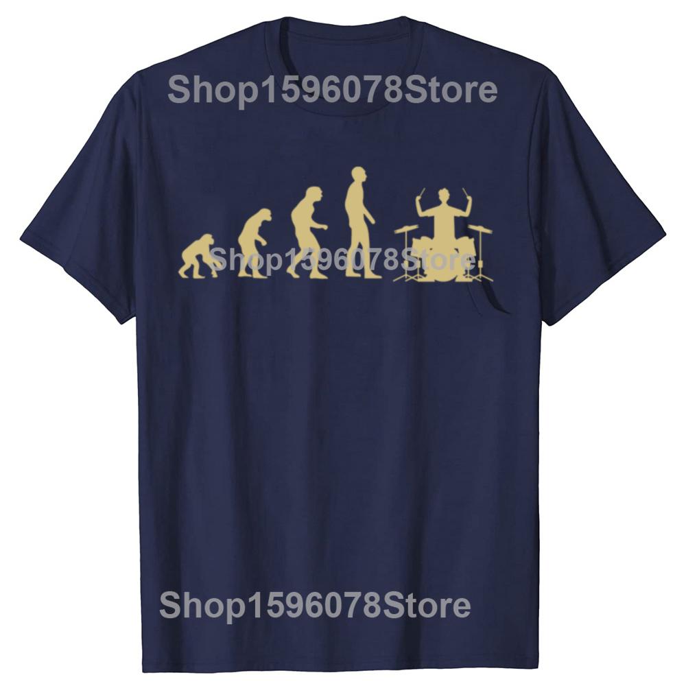 Funny Drummer Evolution T Shirts Band Drum Unisex Women Pure Cotton Humor Streetwear Tee Shirt Short Sleeve Unisex Loose Clothing S