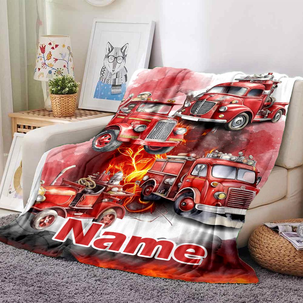 Custom Name firefighters Theme Printed Blanket - Perfect for Couch, Bed, Travel & Outdoor Use | Machine Washable, Cozy & Durable.