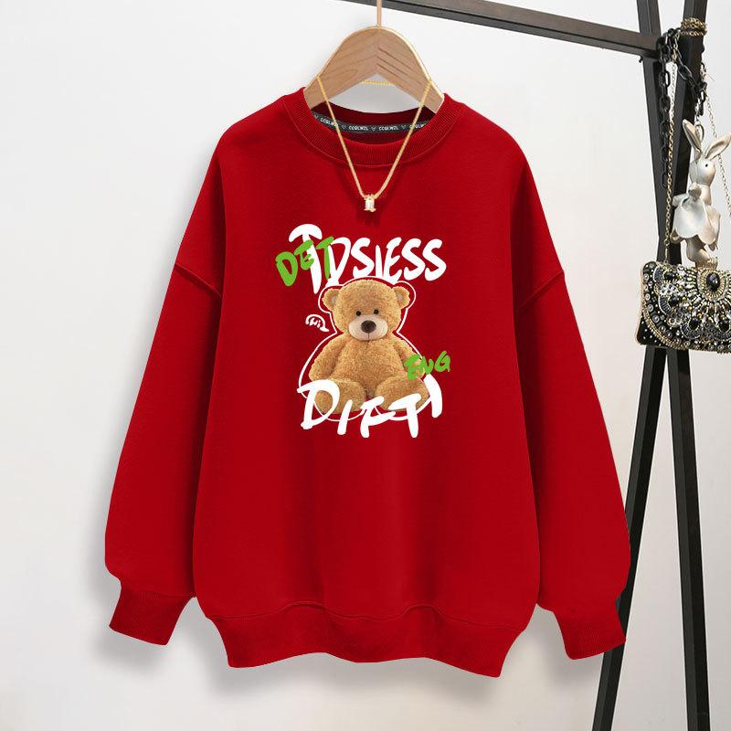 

Женские осенне-зимние ретро-свитшоты, топы в гонконгском стиле, ленивый ветер и толстые приливные пальто 4XL красный