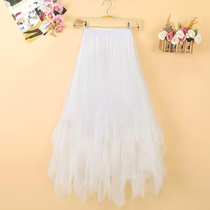 

Летняя женская юбка Harajuku повседневная фатиновая юбка модная с высокой талией миди сетчатые юбки женская одежда 2XL