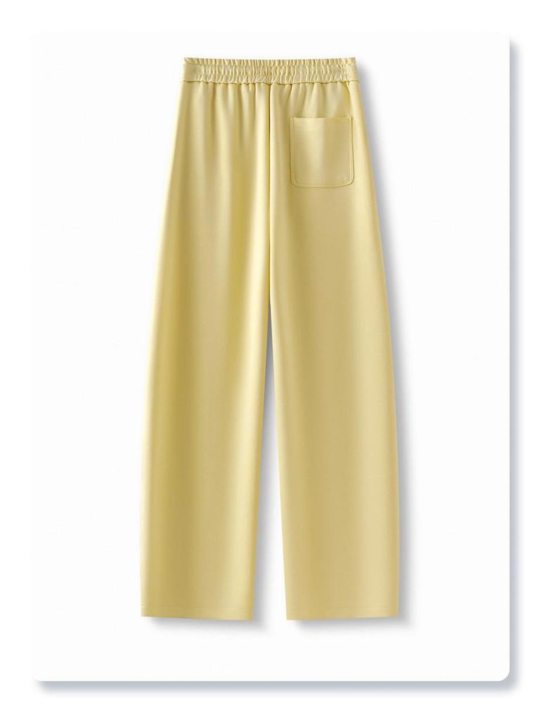 Women's Yellow High-Waist Loose Sweatpants - Spring 2025 Collection, Wide-Leg Straight Scimitar Design