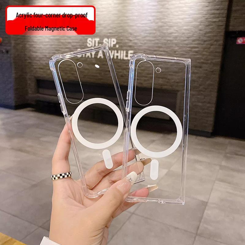 Samsung Galaxy Z Fold7/Z Flip5/6 Magnetic Folding Acrylic Phone Case, Four-Corner Drop-Proof, for 4th Gen Galaxy.