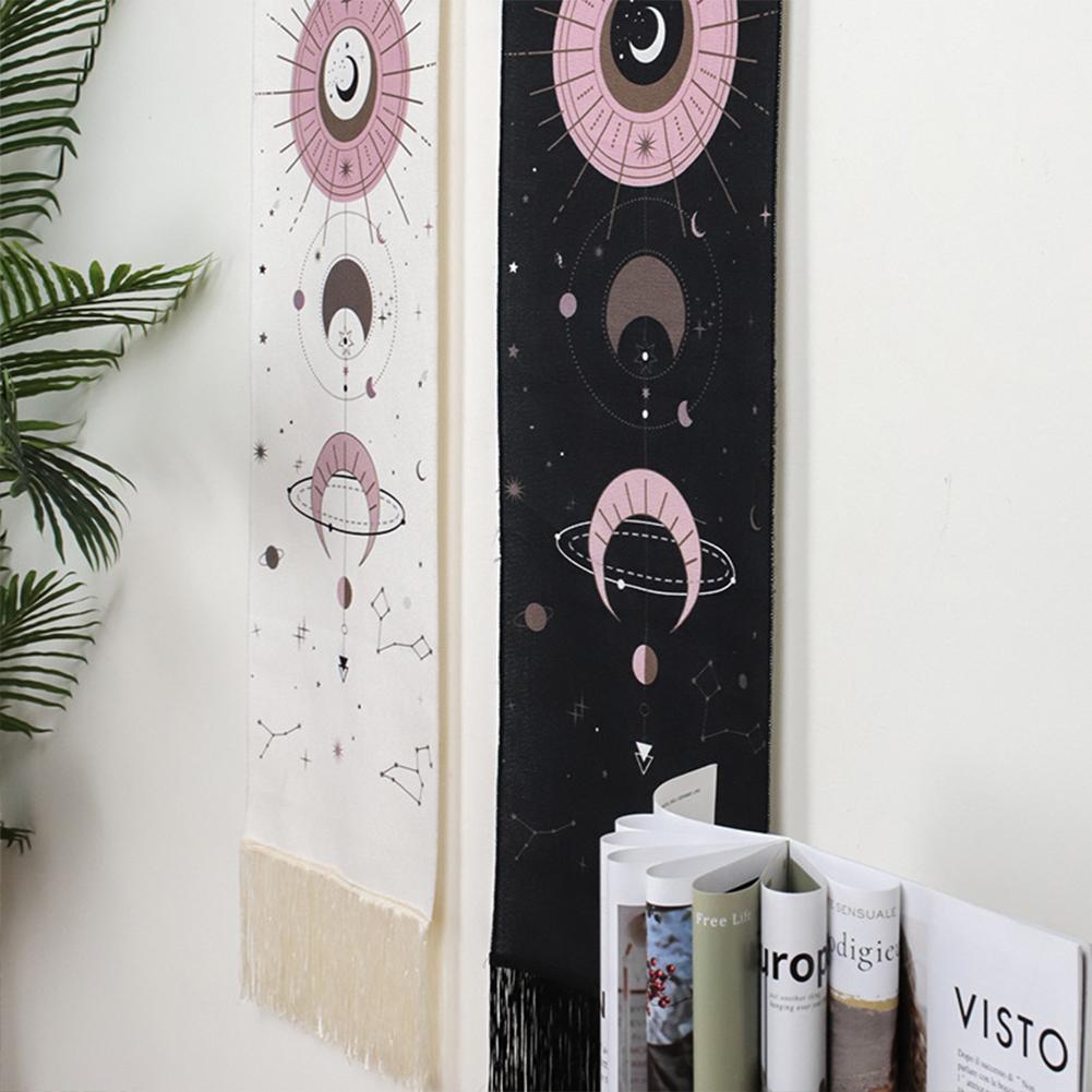 Decorative Tapestry Lunar Eclipse Cycle Painting Tassel Tapestry For Home Living Room Decoration