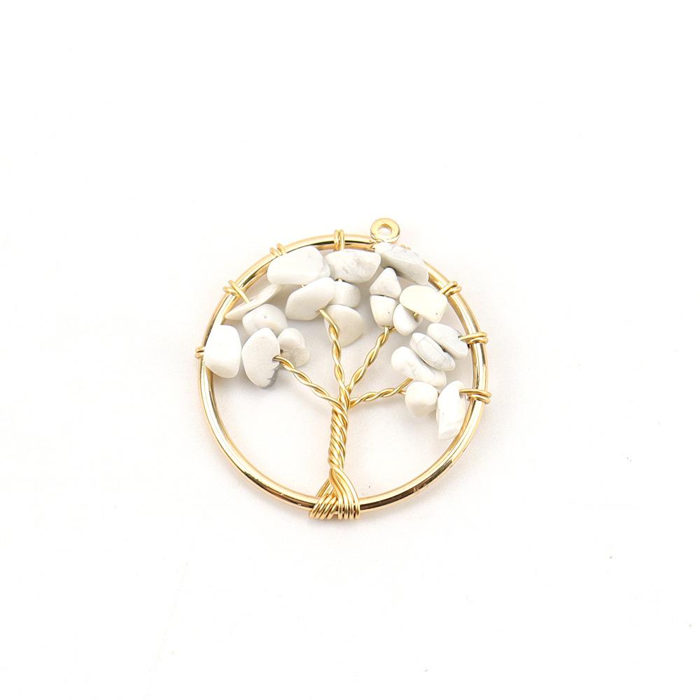Gold 3Cm Tree Of Life Pendant Natural Crystal Gravel Fortune Tree Necklace Diy Accessories N114