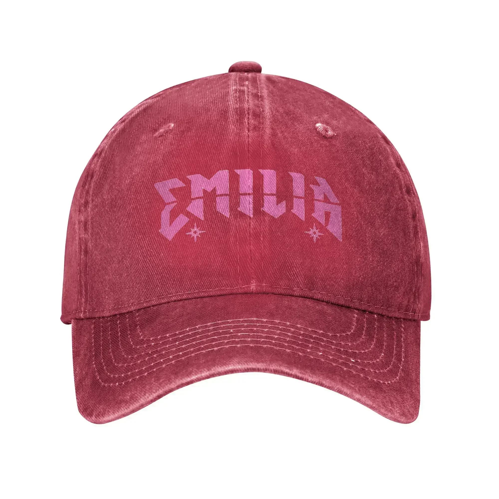 

Emilia Mernes Merch Pink Baseball Cap Fashion Distressed Denim Snapback Cap Men Women Outdoor Activities Gift Hats Cap as shown