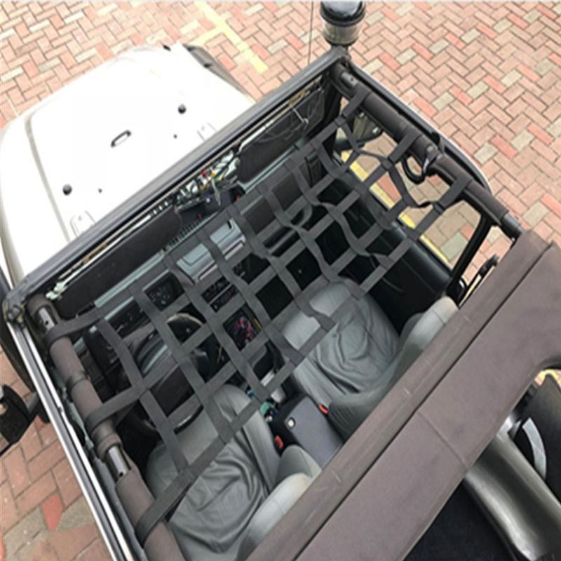 Střešní síť do auta Pro Jeeps Wranglers Odolná sluneční clona Měkká střešní síť Vnější síťovaný úložný prostor Horní kryt Síťka do auta Postel pro náklad
