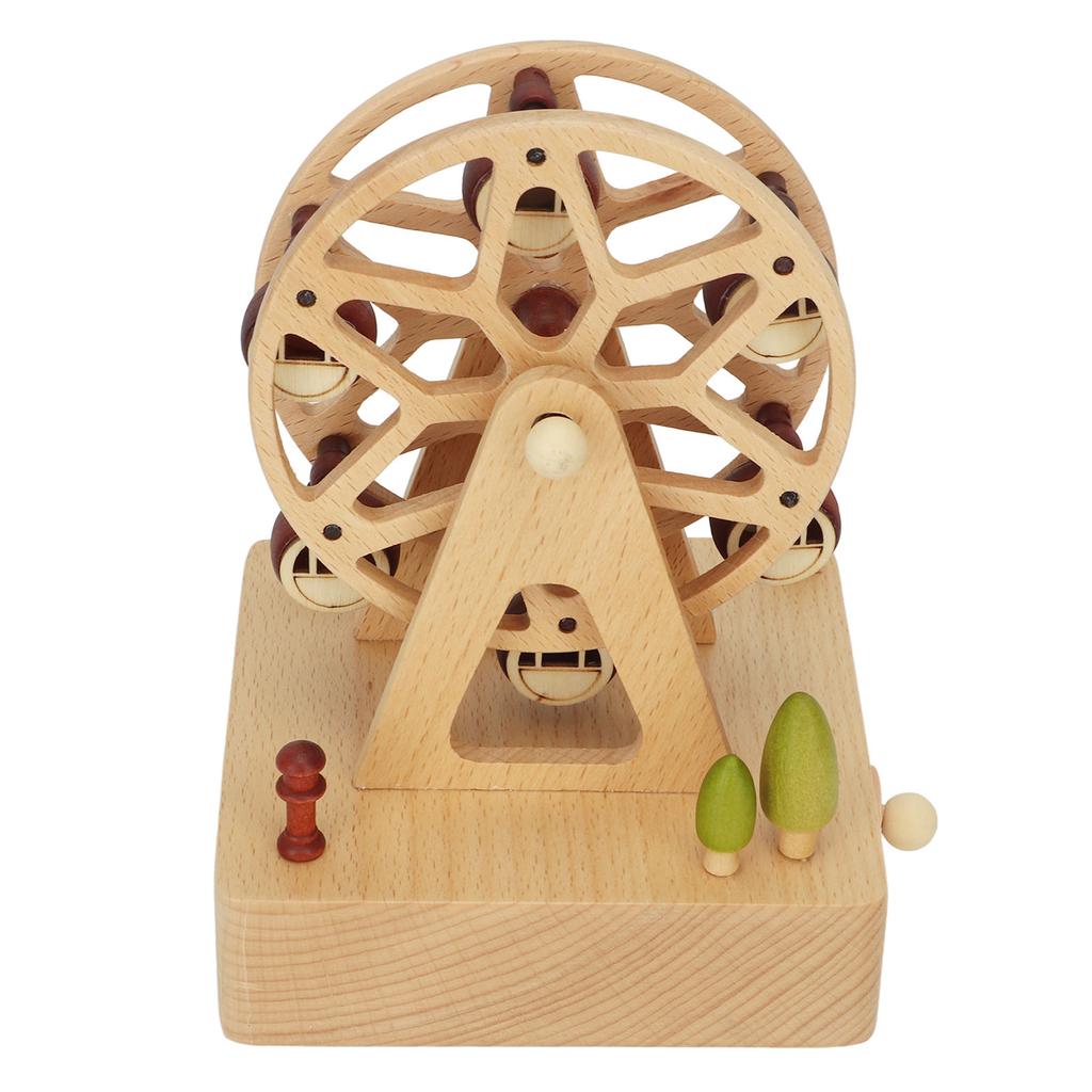 Wooden Musical Box Beech Ferris Wheel Model Handmade Music Box Gift for Christmas Birthday