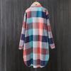 Cotton and linen shirt jacket women's summer thin sunscreen shirt medium and long long-sleeved top loose plaid shirt