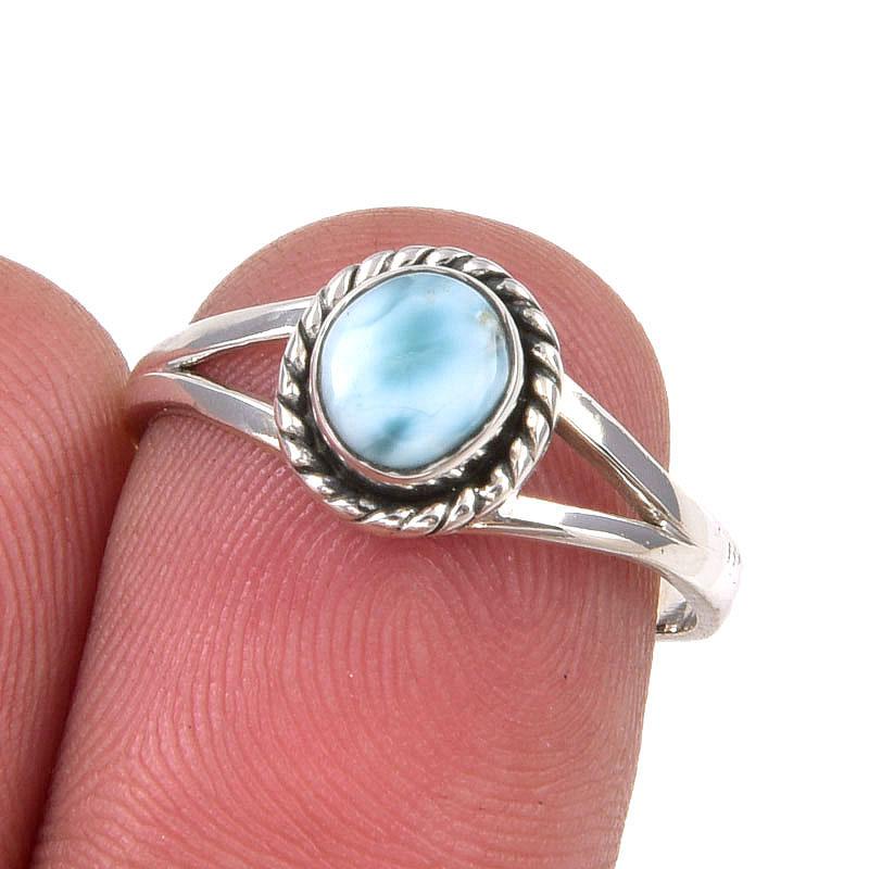 

Natural Republic Larimar Gemstone Handmade 925 Sterling Silver Ring Size 7 n6T26