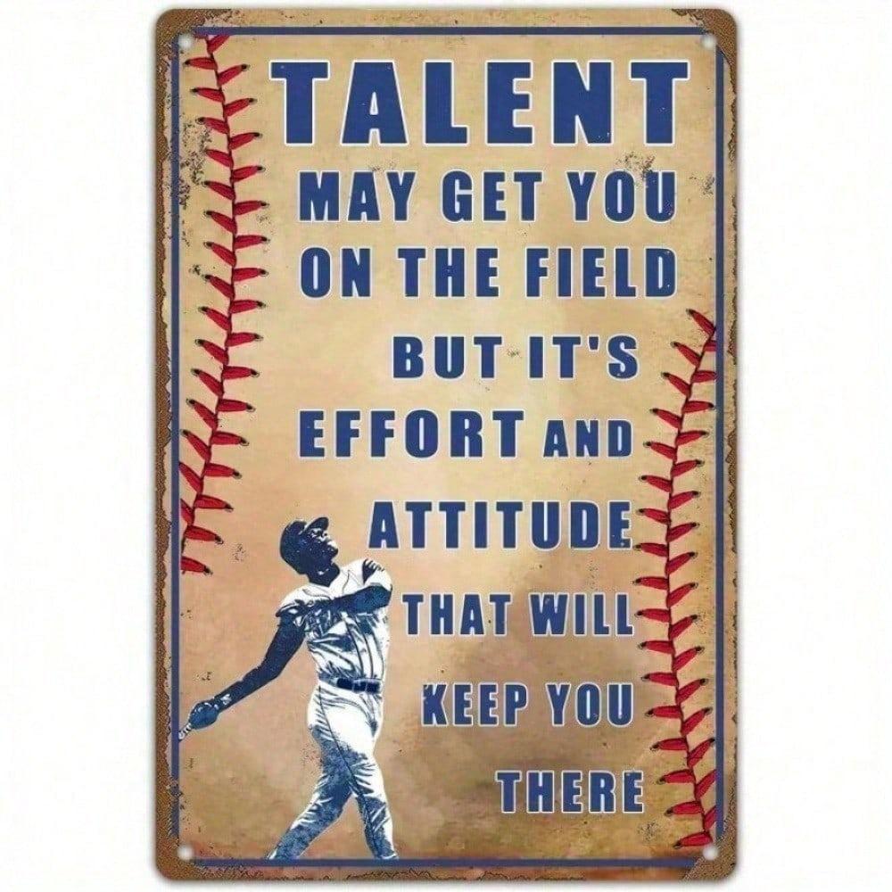 Vintage Iron Wall Art 12x8 Inch Sports Decor Inspirational Quote Baseball Metal Sign Motivational Gift for Home Office 20x30cm