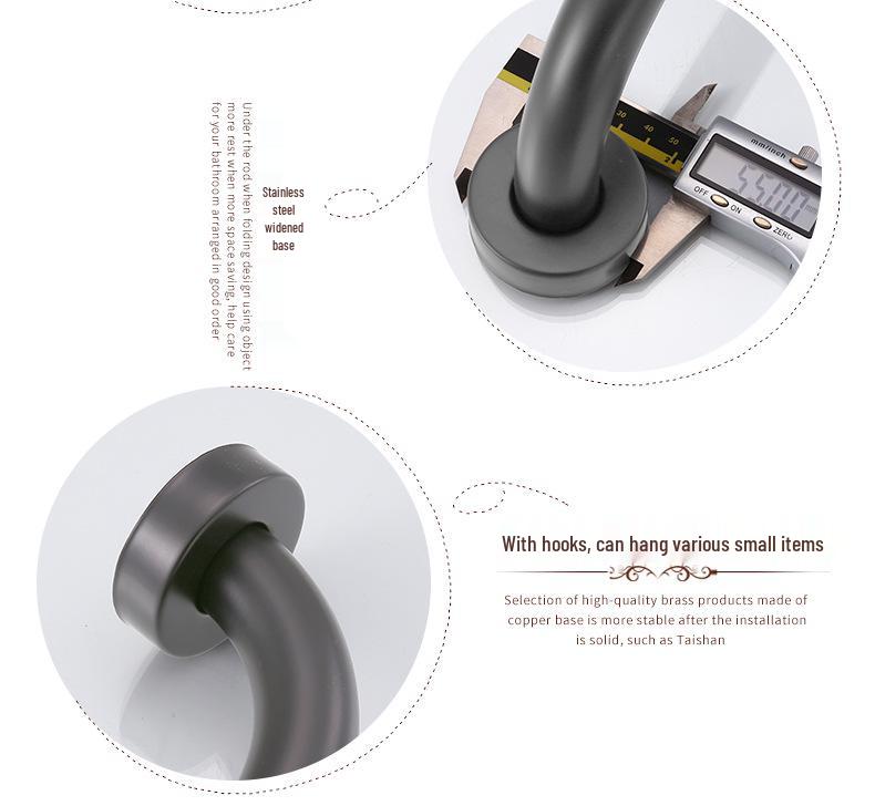 Gunmetal Grey Stainless Steel Anti-Slip Corner Grab Bar for Elderly