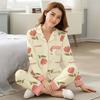 Spring and Autumn Mid-mother Large-size Loungewear Imitation Cotton Long-sleeved High-value Pajamas Women's Floral Cardigan Set