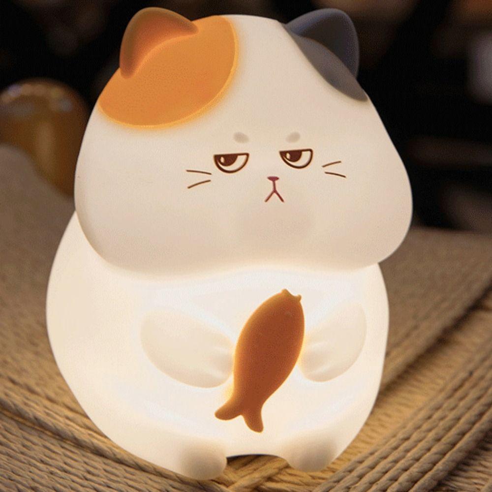 Sleeping Lamp Silicone LED Cat Night Light Cute Soft Desk Lamp Colorful Cartoon Bedside Light Bedside