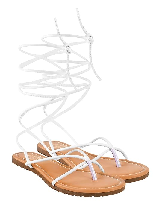 Shoetopia Stylish Ankle Wrap Flat Sandals For Women & Girls