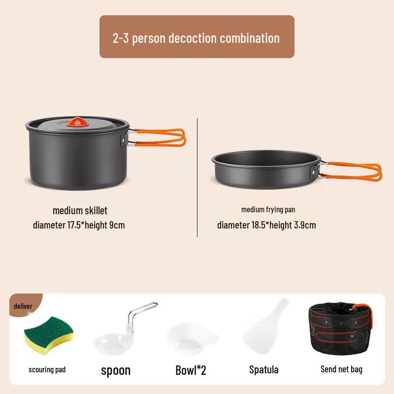 Portable Outdoor Camping Cookware Set with Kettle and Frying Pan