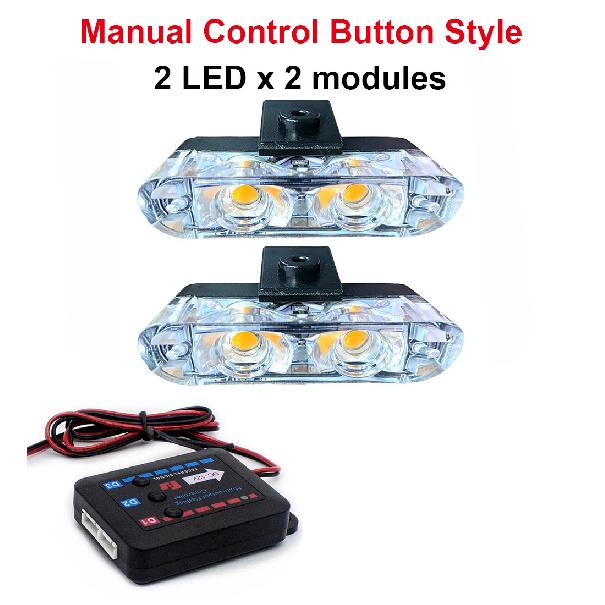 4 In 1 2 LED Vehicle Clip Signal Light Universal Car Front Grille Emergency Strobe Light Police Flashing Warning Lamp DIY Accessories