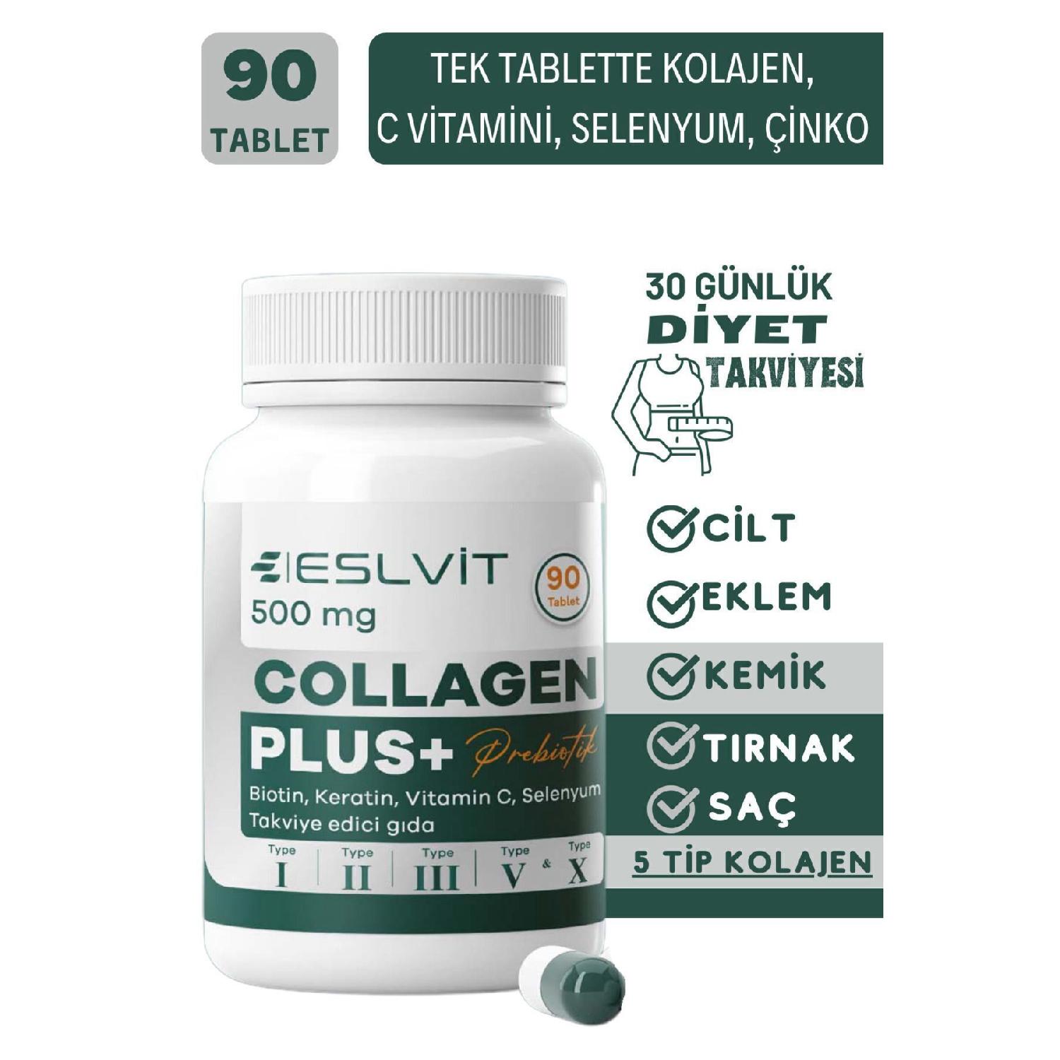 

5 Types Of Hydrolyized Collagen Type 1, Type 2, Type 3, Type 5, Type 10 (vitamin C, Zinc, Selenium) 90 Tablet