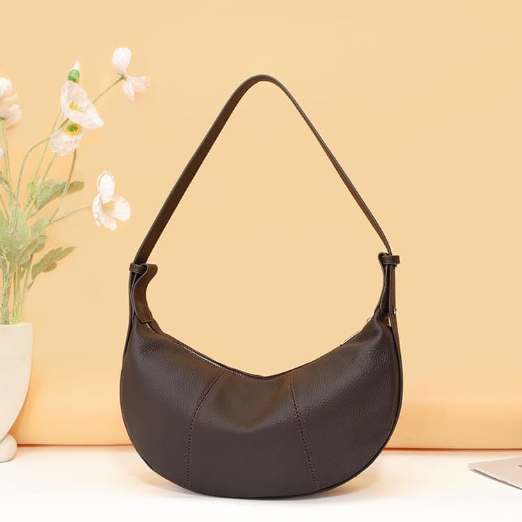 Lychee pattern soft leather crescent armpit bag shoulder women's bag
