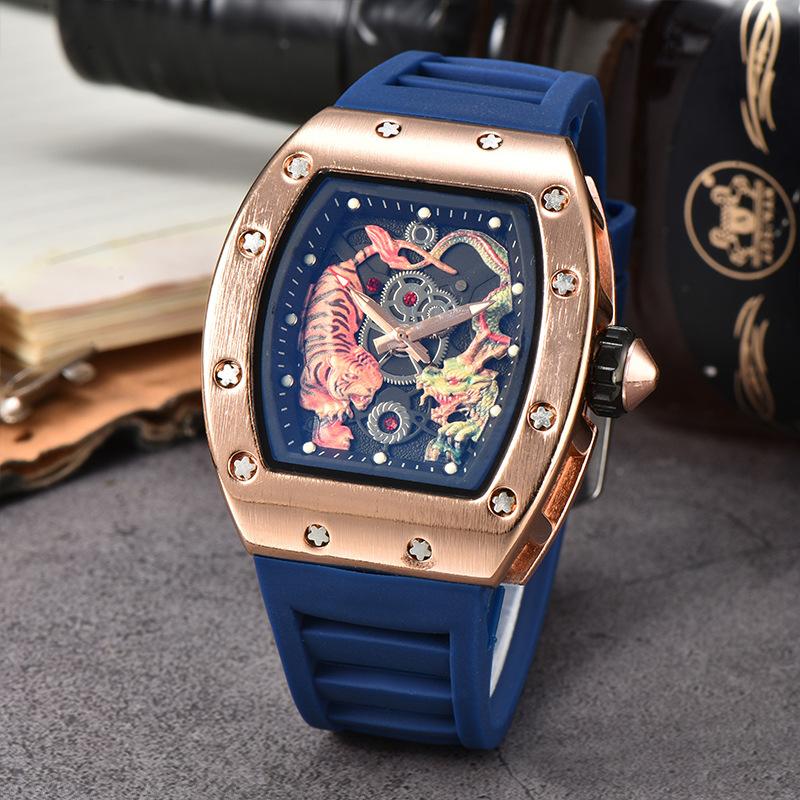 New Dragon Tiger Pattern Lassa Quartz Watch Men's Three-Pin Fashion Trend Calendar Watch