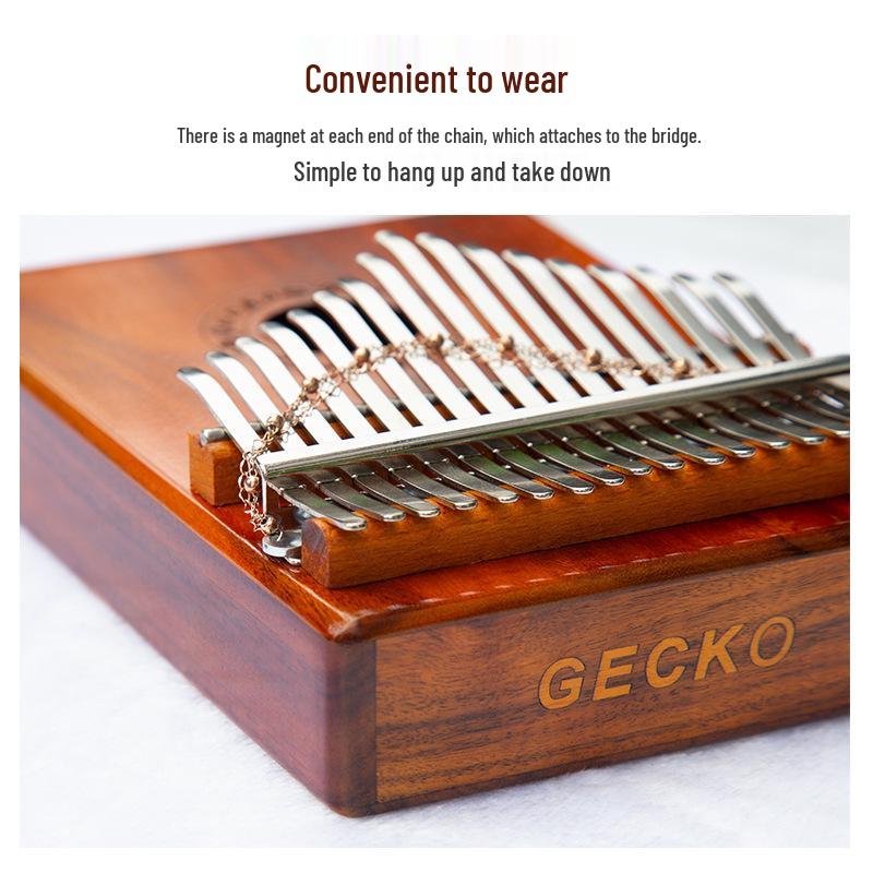 GECKO Thumb Piano Kalimba with Magnetic Sand Chain, 17-Key Tremolo Finger Piano Accessories.