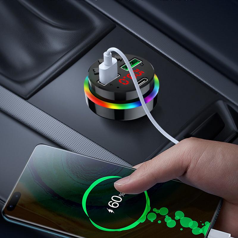 Phone Car Charger USB Port LED Light Display Charger Adapter For Car Charging Supplies Wireless Car Interior Accessories With