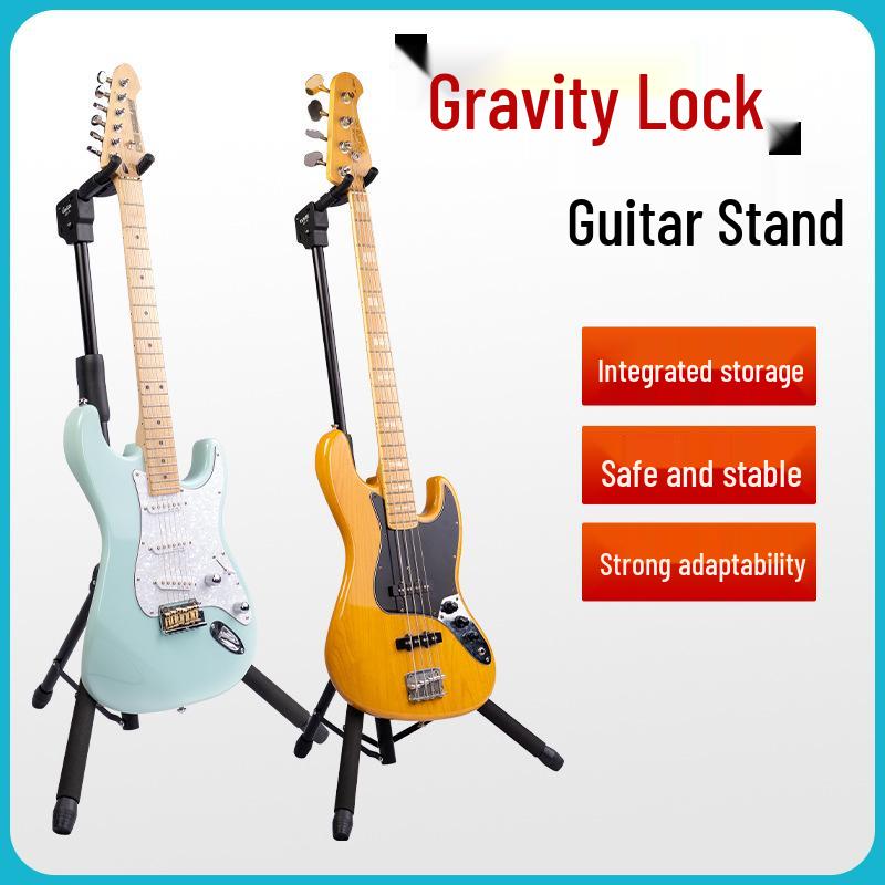 Qiaolejiang Universal Gravity Lock Vertical Guitar Stand for Classical, Folk, Bass, Electric, and Acoustic Guitars.