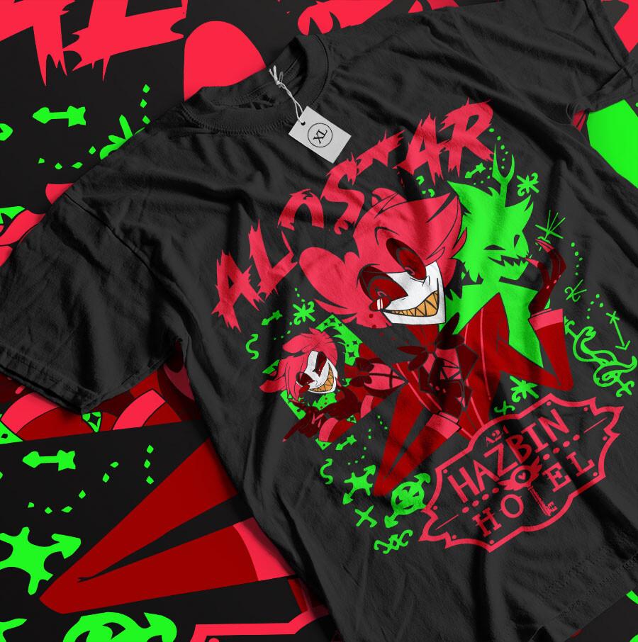 Футболка Alastor Hazbin Hotel Футболка для фанатов Hazbin Hotel Футболка-подарок на фильм Hazbin Hotel Унисекс Футболка S