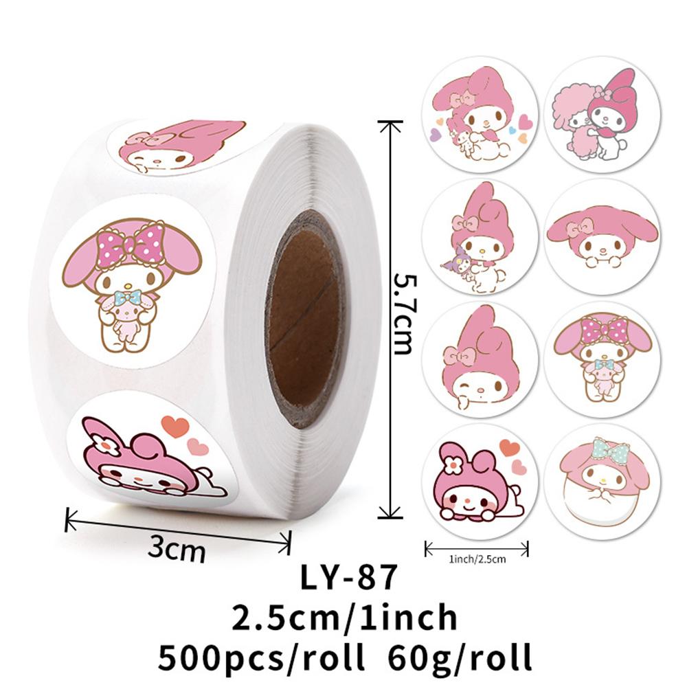 500PCS Cute Kuromi Pochacco My Melody Cartoon Stickers Roll Laptop Scrapbook Phone Diary Kawaii Aesthetic Sticker Decal Kids Toy