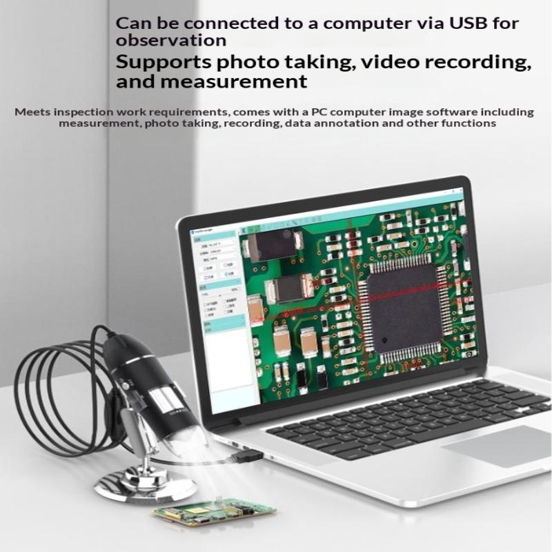 USB Microscope 1600X Magnification 1080P High Definition Soldering Camera with Flexible Stand for Phone PC Lab