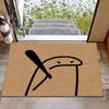Natural Coconut Fiber Flork Meme Entry Rug Holding Bat Pattern Anti Slip Outdoor Front Door Porch Floor Mat