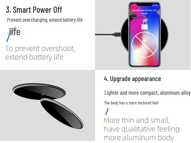 Ultra-Thin 15W Wireless Charger, Fast Charging for Apple, Vivo, Huawei, and Oppo Phones