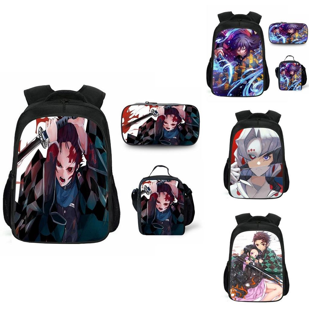Eye-catching Demon Slayer Kimetsu No Yaiba Print Backpack With Organized Storage Compartments