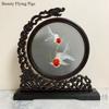 1pc, Su Embroidery Ornaments, Chinese Embroidery Crafts, Double Sided Embroidered Ornament, Solid Wood Desktop Decoration