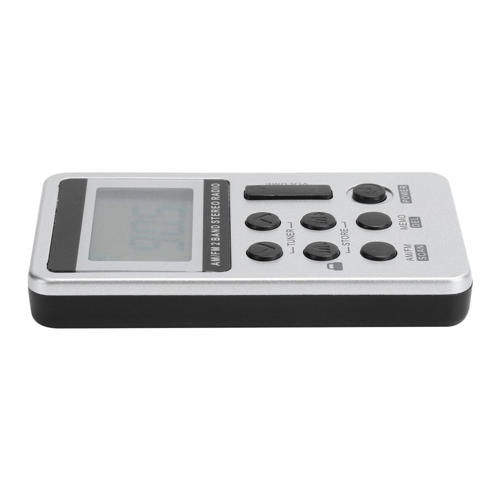 QQT103 Profesionální rádio Mini Přenosný FM AM Stereo Přijímač LCD Displej se Sluchátkem Stříbrný