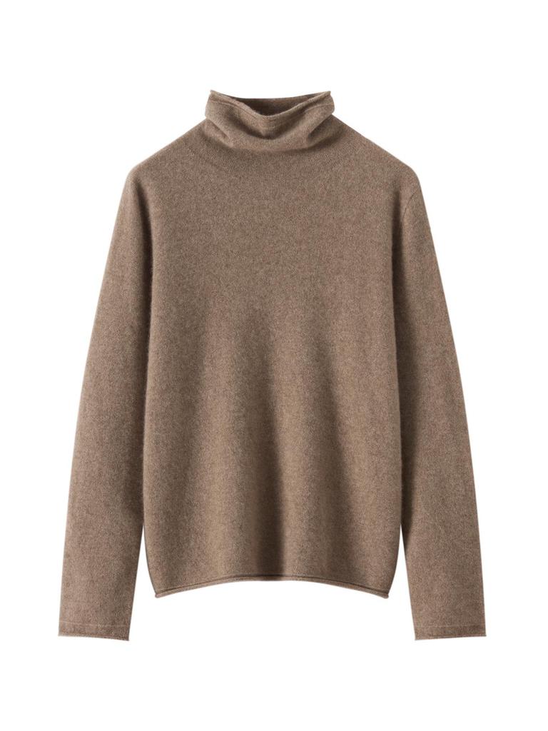 Women's 100% Pure Cashmere High Neck Sweater - Soft, Skin-Friendly, Loose Knit for Autumn/Winter
