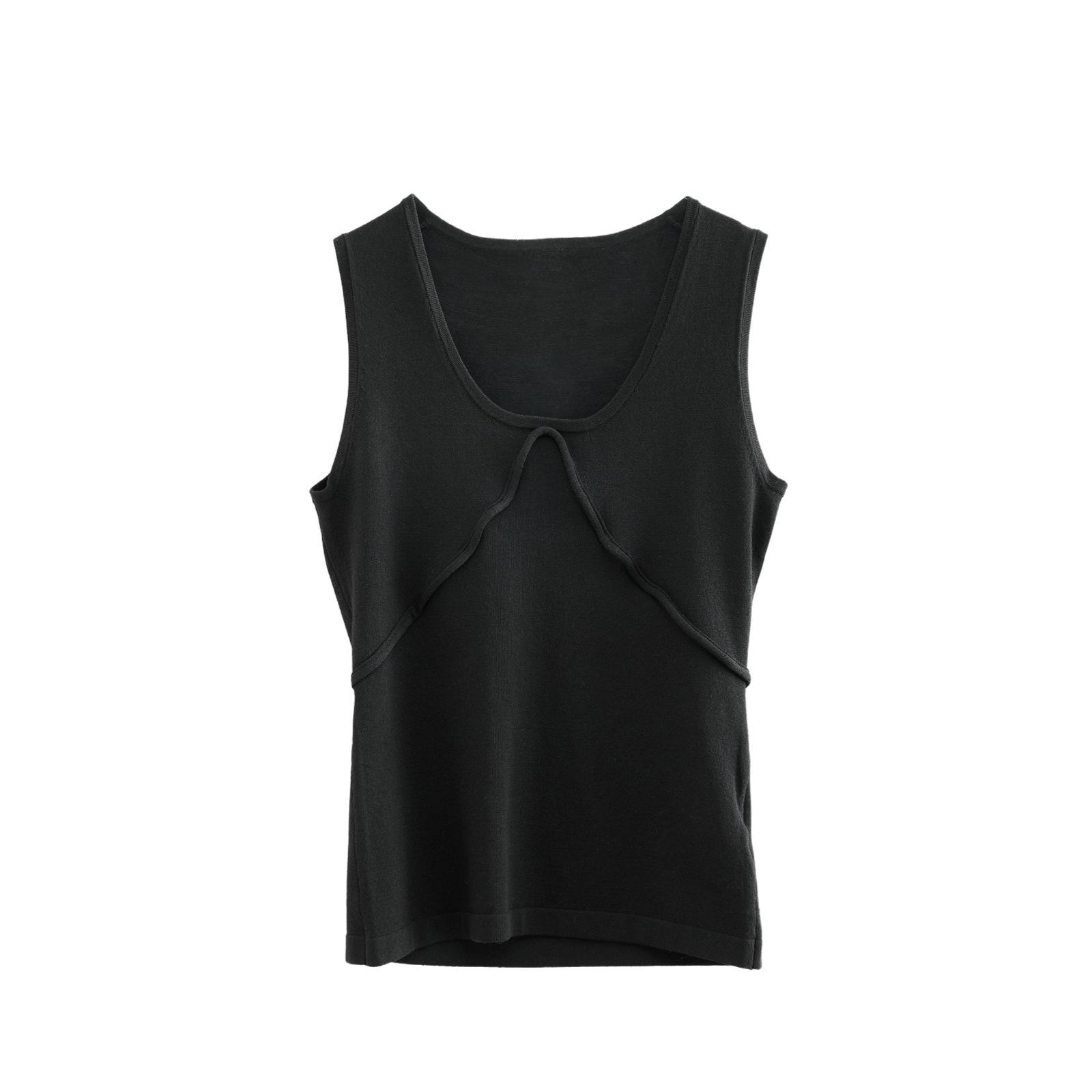 2026 Spring Women s Fashion Slimming Knit U-Neck Vest - Sleeveless, Comfortable, Versatile & Stylish Medium чёрный