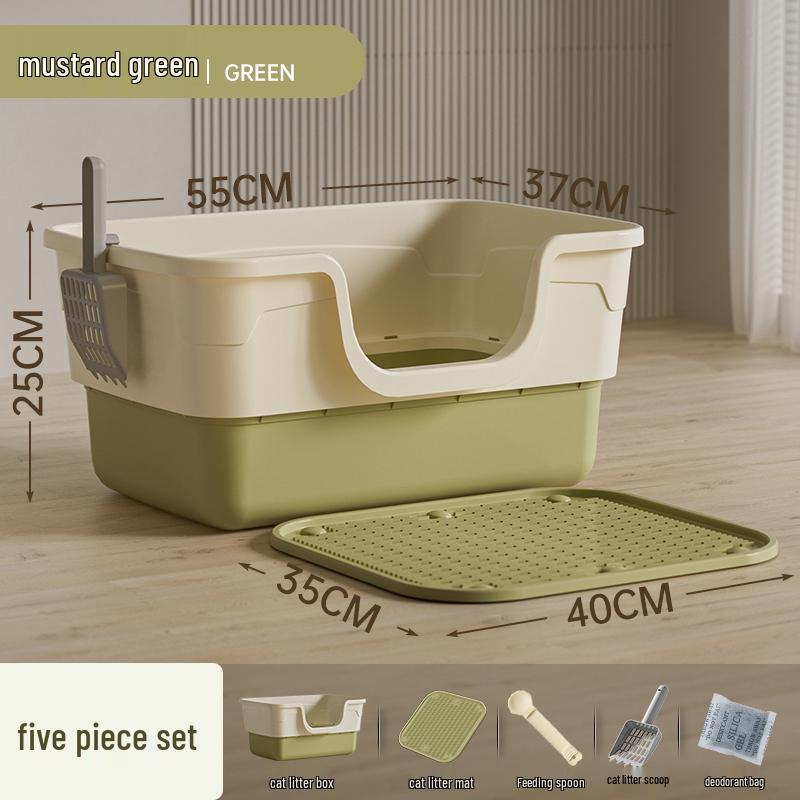 Giant Semi-Enclosed Anti-Splash Deodorizing Cat Litter Box with Mat