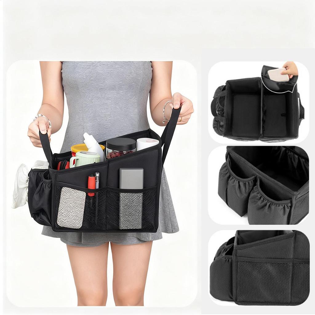 Car Seat Storage Organizer Foldable Multi-Compartment Storage Caddy With Handle Console Seat Organizer For Toys Tissues Snacks