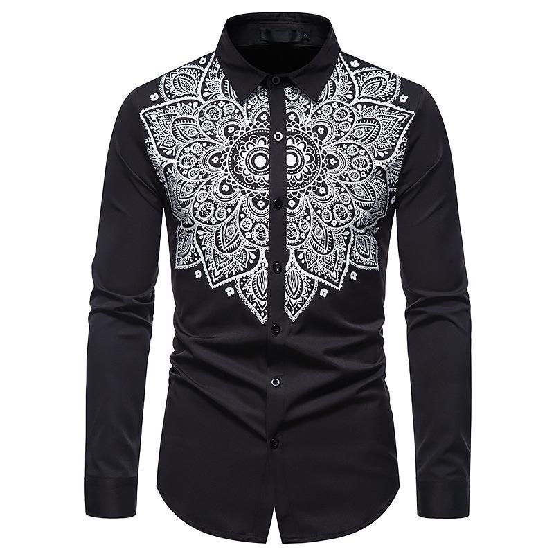 Buy Mens Long Sleeve Print Shirt Casual 