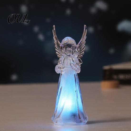 Desktop Ambient Lighting Guardian Angel Night Light, Small Prayer Reading Playing Music Peaceful Home Accents Figurine with LED Light for Desk, Table,