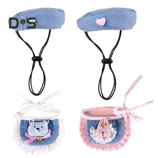 Fantasia de desenho animado para animais de estimação, chapéu, boina para cachorro pequeno com alças ajustáveis, bandana jeans para animais de estimação, acessórios para vestir para cães pequenos e médios e gatos