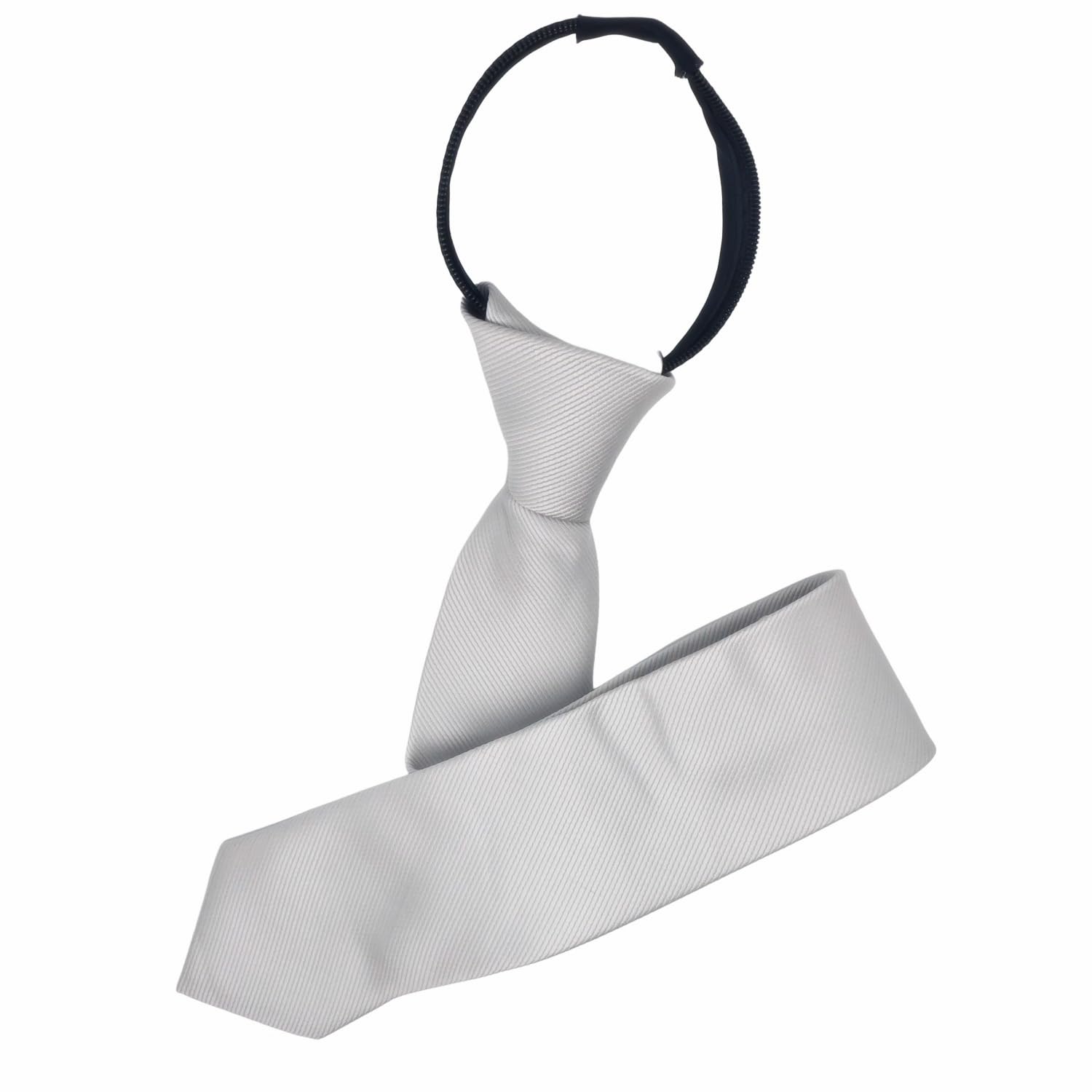 

[Ysintl] Narrow Tie for Men, Slim, One-Touch Tie, Solid Color, Polyester, Blade Width 5cm, Total Length 48cm, Silver Gray