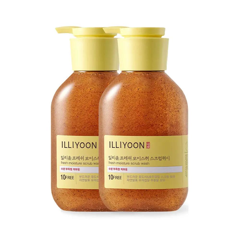 

Корейский отшелушивающий набор для мытья тела – ILLIYOON Fresh Moisture Scrub Wash 400 мл × 2 – Мягкий скраб с грецким орехом и увлажняющее очищающее средство – K-Beauty тренд