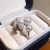 Women Ring French Style Adjustable Opening Finger Ring with Imitation Pearls Cubic Zirconia Design Jewelry Gift