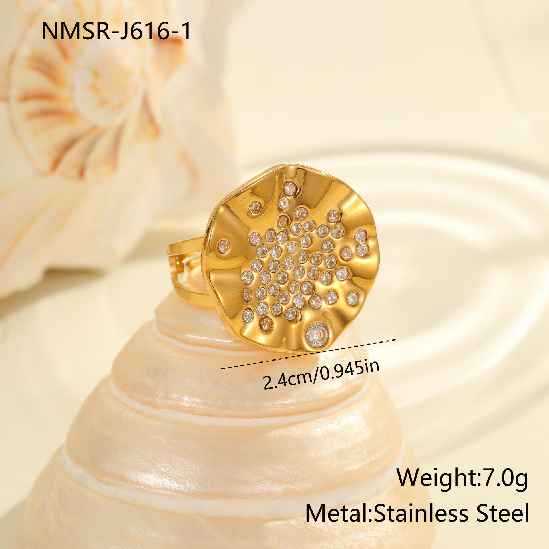 GEMCHIC Women s Rhombus Rhinestone Titanium Steel Ring Open Design Adjustable