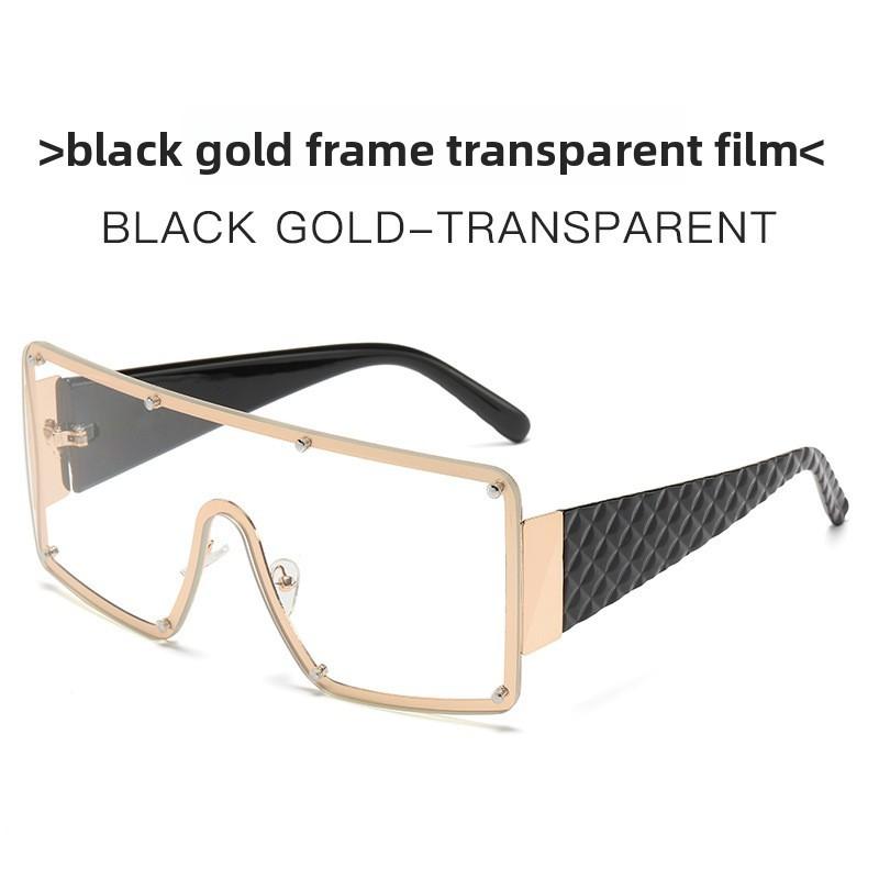 

Fashion Oversized Unisex Frameless Square Sunglasses With Uv400 Protection For Travel And Parties Gold Transparent