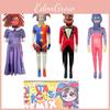 De fantastische Digital Circus cosplay jumpsuit voor game- en animefans, gemaakt van melkzijden stof, unisex.