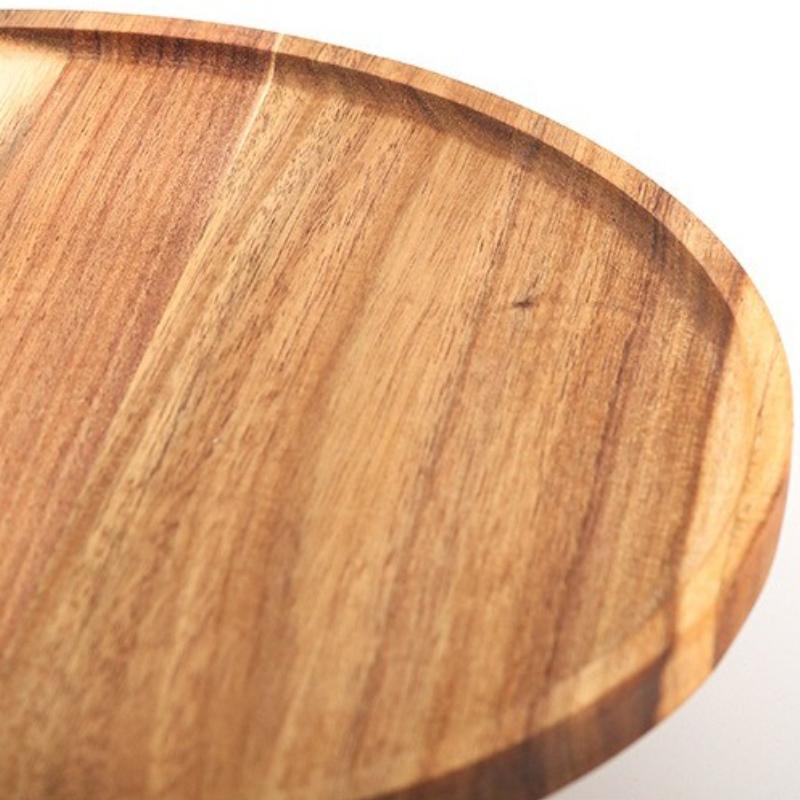 Solid Wood Fruit Bowl Tall Footed Food Cup Cakes Snack Plates Candy Dessert Circular Dinner Plate Kitchen Tableware Decor Dish