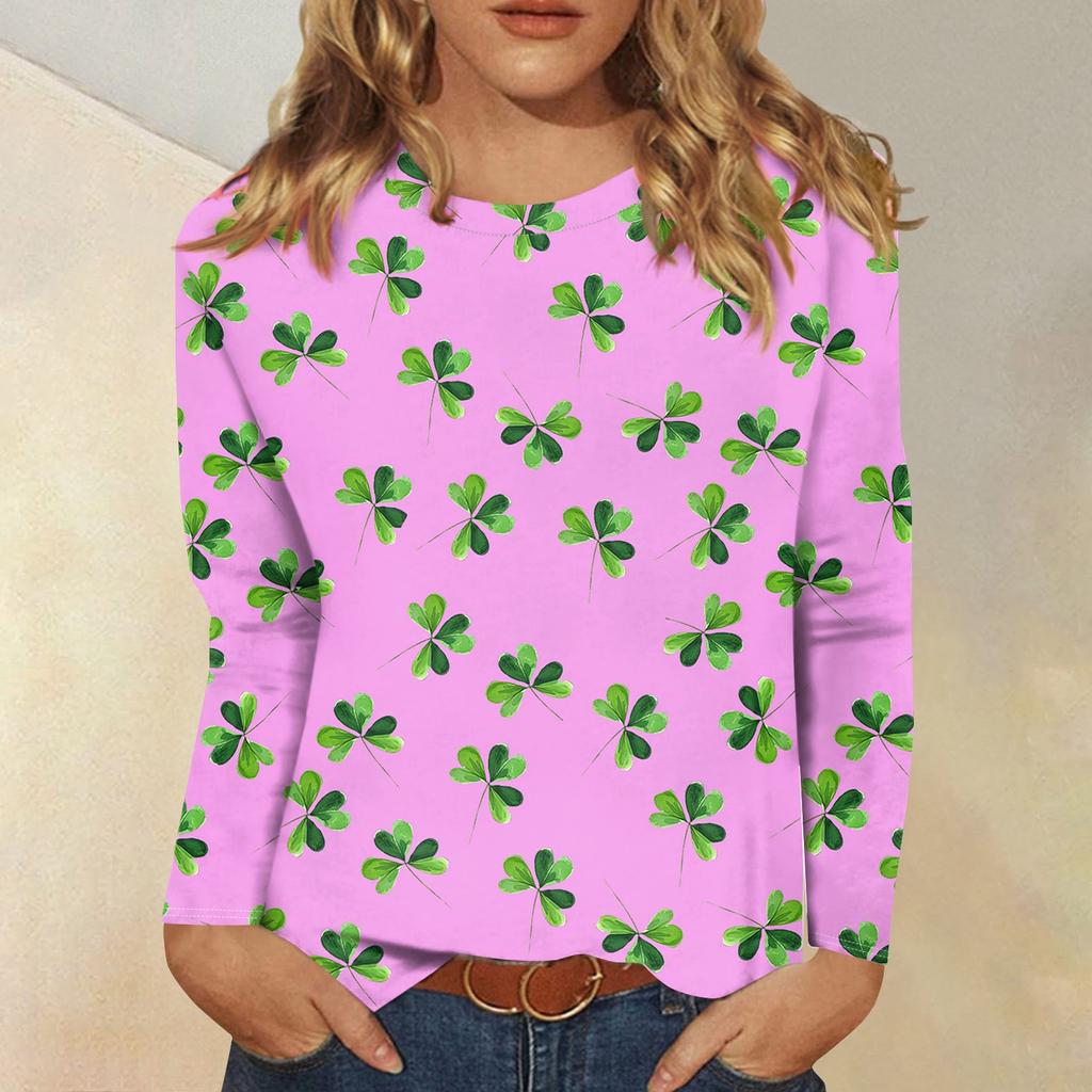 Long Sleeve Shirts For Women Cute Print Graphic Tees Blouses Casual Plus Size Basic Tops Pullover Christmas