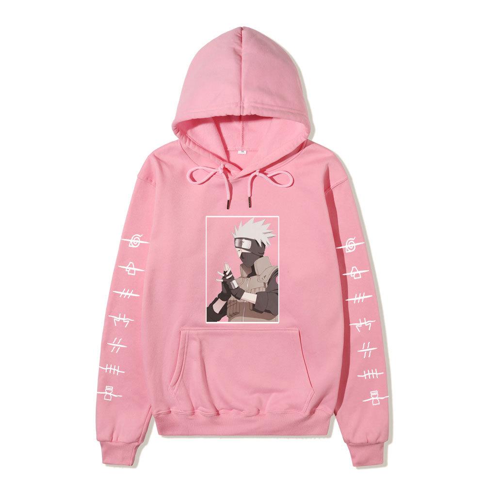 Naruto Anime Hoodie, Kakashi Graphic Sweatshirt with Ninja Village Symbols, Casual Street Hoodie for Adult Men and Women